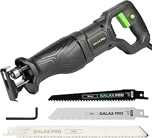 GALAX PRO 710w Reciprocating Saw, 2800RPM Variable Speed, 20mm Stroke Length, 3 Blades for Cutting Wood, Metal, Frozen Materials