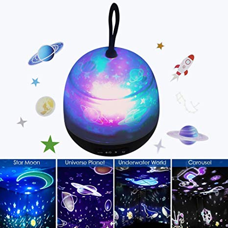 Star Night Lights for Kids - Etmury 360-Degree Rotating Night Light Projector with 4 Set Films 8 Modes, Star Projector Night Lights for Kids Baby Bedroom Decoration