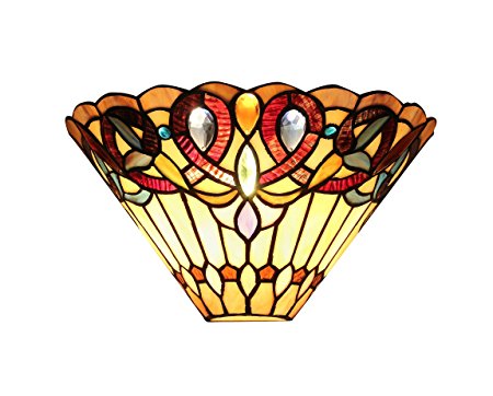 Chloe Lighting CH33318VI12-WS1 Ambrose Tiffany-Style Mission 1-Light Wall Sconce with 12-Inch Width