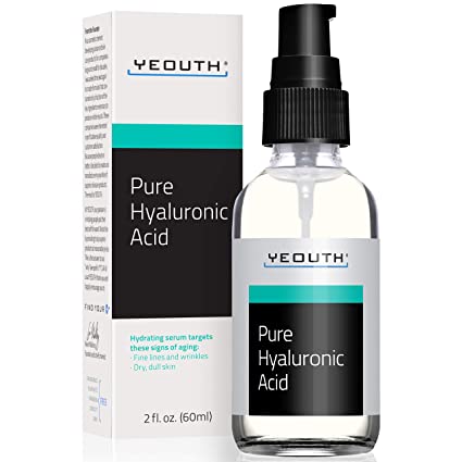 Hyaluronic Acid Serum for Face by YEOUTH - 100% Pure Clinical Strength Anti Aging Formula! Holds 1,000 Times Its Own Weight in Water, Plumps and Hydrates Skin, All Natural Moisturizer (2oz)