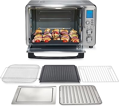 Hamilton Beach Sure Crisp Air Fryer Toaster Oven Combo & Electric Indoor Grill, 450 F Searing Temp, Bake, Broil, Toast and Pizza Functions, 88 cu. ft., 6 Slice Capacity, Stainless Steel (31395)