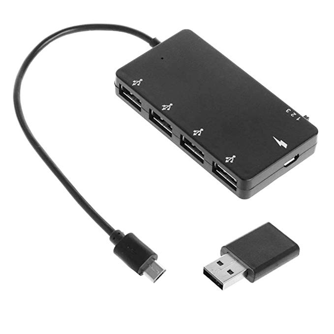 Alician 4 Port Micro USB OTG Hub Power Charging Adapter Cable for Windows Tablet, Android Smartphone,PC