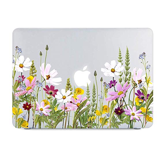 MacBook Pro 13 Case 2018 2017 2016 Release A1989 A1706 A1708, Wild Floral Design Soft Touch Matte See Through Hard Shell Clear Case for MacBook Pro 13 Inch & Keyboard Cover