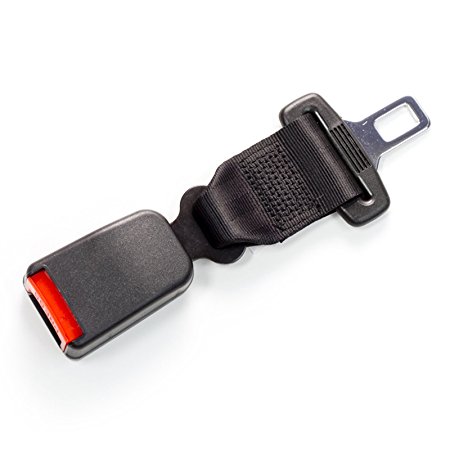7" Car Seat Belt Extender - Black - Type A (7/8" wide metal tongue) - E4 SAFETY CERTIFIED