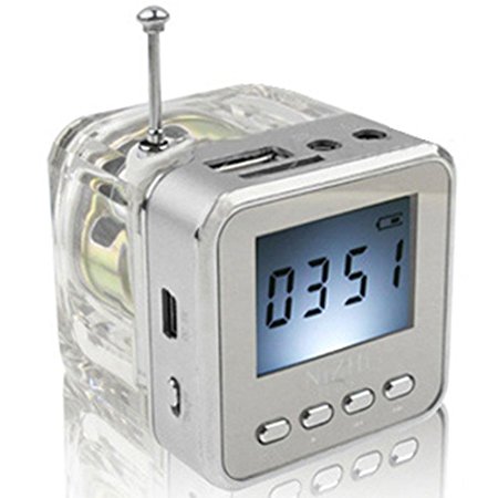 Haoponer Portable Mini Digital Display Screen Speaker USB Flash Drive Micro SD/TF Card Music MP3 Player FM Radio Silver