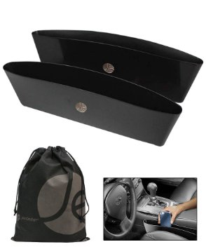 JAVOedge Black 2 Pack Sturdy Extra Car Storage Seat Side Pocket Organizers for Phone, Papers, Traveling   Bonus Bag