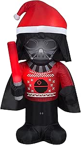 Gemmy Christmas Airblown Inflatable Inflatable Darth Vader in Ugly Christmas Sweater, Black