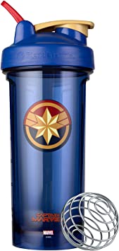 BlenderBottle Marvel Shaker Bottle Pro Series Perfect for Protein Shakes and Pre Workout, 28-Ounce, Captain Marvel