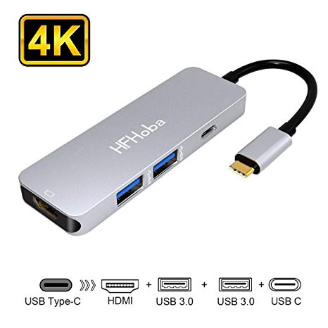 USB C to HDMI Hub Adapter USB 3.1 Type C to HDMI 4K Video Convertor with 2 USB3.0 and Power Charging Ports Compatible with Samsung Galaxy S8/S8 /S9/S9 /Note 8, MacBook Pro 2017 2018, Chromebook