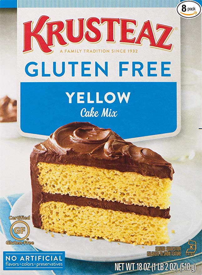 Krusteaz Gluten Free Yellow Cake Mix, 18 Ounce, Pack of 8