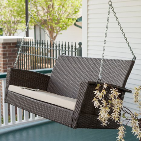 Coral Coast Soho Wicker Porch Swing with Free