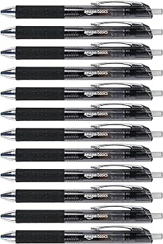 Amazon Basics Retractable Gel Pens, Fine Point (0.7mm), Black, 12 Count (Pack of 1)