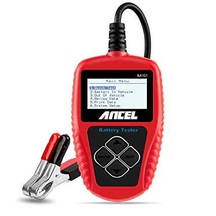 ANCEL BA101 Professional 12V 100-2000 CCA 220AH Automotive Load Battery Tester Digital Analyzer Bad Cell Test Tool for Car / Boat / Motorcycle and More - Red