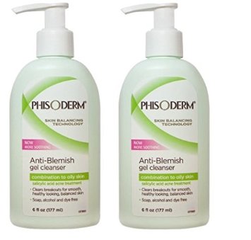 Phisoderm Anti-Blemish Gel Cleanser for Combination to Oily Skin 6fl oz.(177ml) (Pack of 2)
