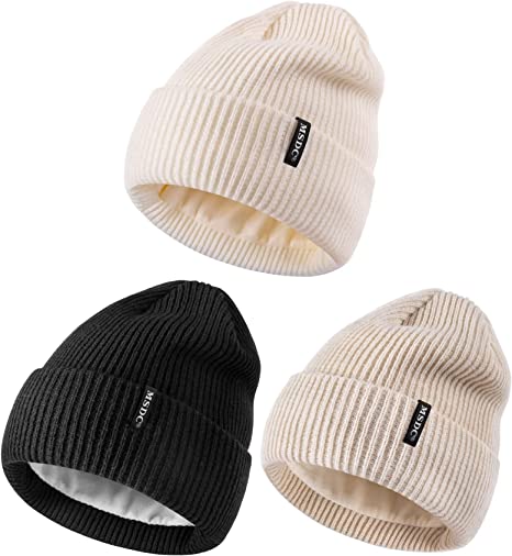 MSDC Beanies Women 3 Pack, Winter Hats for Women Men Fleece Lined Warm for Cold Weather, Beanie for Women Fashion Skull Cap