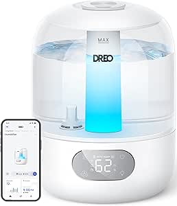 Dreo Humidifiers for Bedroom, Cool Mist Ultrasonic Humidifier with 26dB Quiet & RGB Lighting, Top Fill 3L Tank, Easy Clean, 30 Hr Runtime for Home, Baby, Plant, Nursery, Work with Google/Alexa