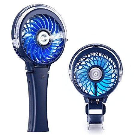 COMLIFE Handheld USB Misting Fan, Mini Rechargeable Battery Operated Fan, Foldable Desk Fan with Personal Cooling Humidifier and Colorful Night Light, Portable Water Spray Fan for Indoor&Outdoor Usage