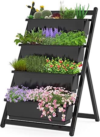FLEXIMOUNTS Vertical Raised Garden Bed,4Ft Freestanding Elevated Garden Planters with 4 Drainage Container Boxes, fit to Grow Herb Vegetables Flowers on Patio Balcony Greenhouse Garden