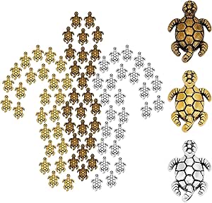 SUNNYCLUE 1 Box 120Pcs 3 Colors Tortoise Beads Turtle Charms Alloy Turtle Beads Animal Hole Metal Beads Charms for Bracelets for DIY Necklace Bracelet Jewelry Crafts Making Accessories