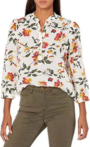 Lucky Brand Women's Long Sleeve Button Up One Pocket Floral Megan Popover Top