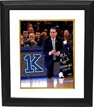 Mike Krzyzewski signed Duke Blue Devils 1000th Win 8x10 Photo Custom Framed "1000th Win 1-25-15" (Coach K)- Steiner Hologram