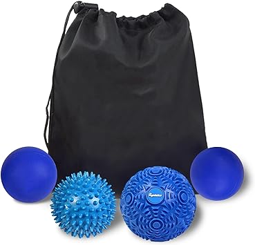 Gymletics Massage Ball Set - 2 Massage Lacrosse Balls, 1 Spiky Hard Massage Ball, 1 Therapy Ball for Trigger Point Massage - Muscle Soreness Massage Ball Kit