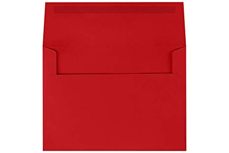 LUXPaper A7 Invitation Envelopes for 5 x 7 Cards in 80 lb. Holiday Red, Printable Envelopes for Invitations, 50 Pack, Envelope Size 5 1/4 x 7 1/4 (Red)