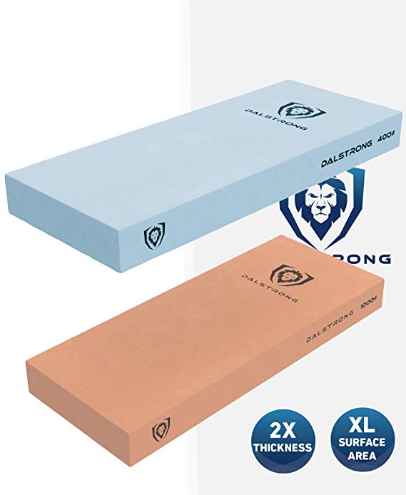 DALSTRONG - Premium Whetstones - Extra Large Grit Stones - Top-Grade Corundum - Thick - Ultra-Durable… (#1000/#400 Grit Set)