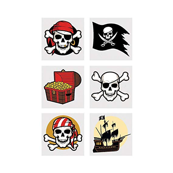Fun Express Pirate Temporary Tattoos - 72 Pieces