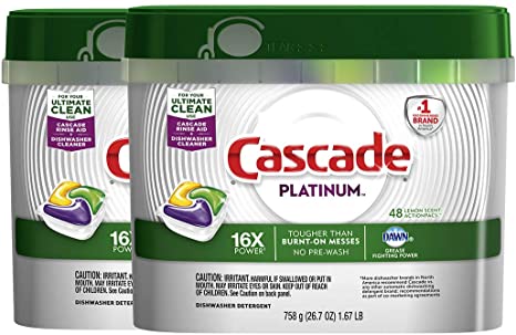 Cascade Platinum ActionPacs Lemon Scent Dishwasher Detergent, 48 Count (Pack of 2)