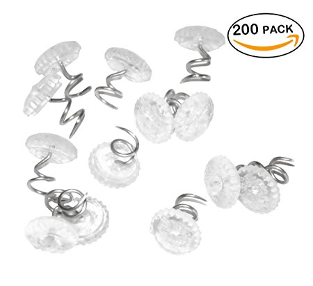 Attmu 200 Pcs Clear Heads Twist Pins for Upholstery, Slipcovers and Bedskirts, 0.5 Inches