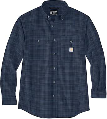 Carhartt Men's Loose Fit Midweight Chambray Long-Sleeve Plaid Shirt