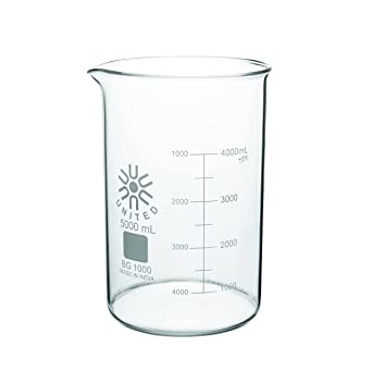 United Scientific™ BG1000-5000 Borosilicate Glass Low Form Beakers, 5000mL Capacity