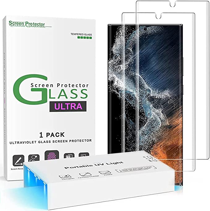 Apiker Tempered Glass Screen Protector for Samsung Galaxy S22 Ultra Advanced Border-Less Full Edge to Edge UV Screen Protector Guard Protector for Samsung Galaxy S22 Ultra by Tu-dox (Pack of 1)