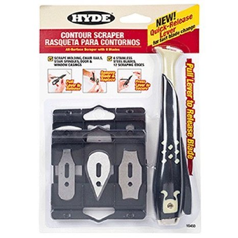 Hyde Tools 10450 Contour Scraper with 6 Changeable Blades