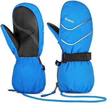 Unigear Kids Ski Mittens Waterproof Winter Snow Thinsulate Mittens with String for Boys Girls