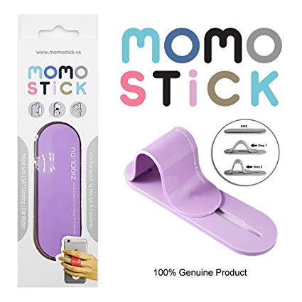 [Original] MOMOSTICK: Stand and Finger Grip for Any Smartphones like iPhone & Android Phones with Reusable Sticky Gel Pad (Purple)