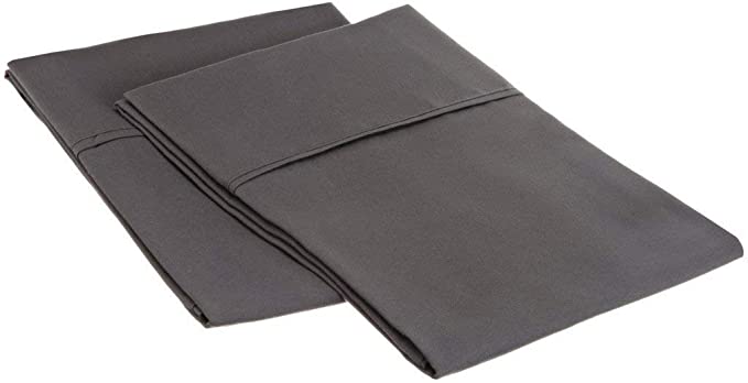Way Fair A Set of 2 Pillowcases with Flap Style 100% Cotton Fabric 800-Thread-Count Standard Size(W20 by L30 inches) Dark Grey Solid Bed Pillows for Sleeping.