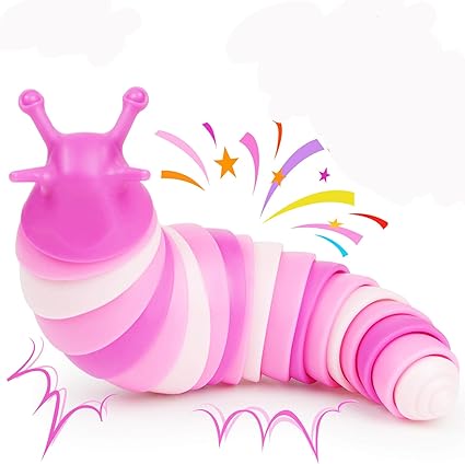 Sensory Slug Fidget Toys,Fidget Slug Toys for Adults & Kids Party Favors,Cute Autism Sensory Toys for Autistic Children,Toddler Toys ,Stress Relief Toy, Great Gift for Kids (Pink)