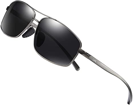 LEIMI Ultra Lightweight Rectangular Polarized Sunglasses UV protection 2458