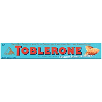 Toblerone Swiss Milk Chocolate Bar, Crunchy Salted Almond, 3.52 Ounce