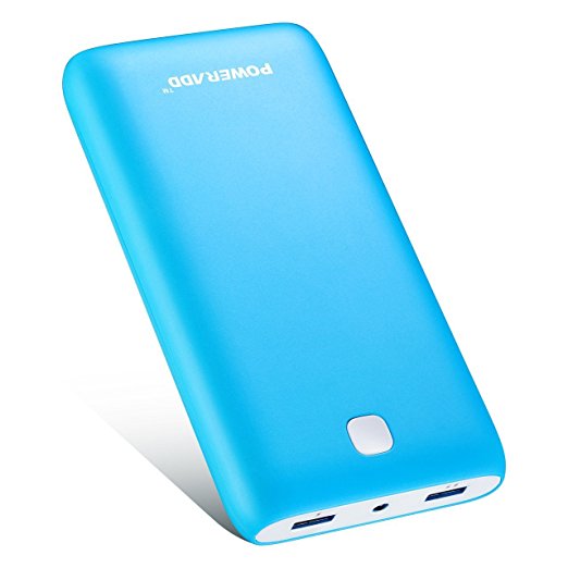 Poweradd Pilot X7 20000mAh Power Bank Dual USB Port External Battery Pack with LED Flashlight for iPhone 7, iPad Pro, Galaxy S8 and More - Blue