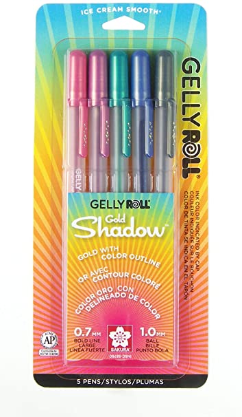 Sakura 58760 5-Piece Gelly Roll Gold Shadow Pen Set, Assorted Color,White