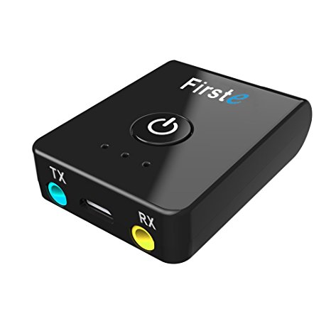 FirstE 2 in 1 Bluetooth Transmitter Receiver, 3.5mm Mini Compact Bluetooth Audio Adapter Wireless Stream TV /Home /Car Stereo Sound to 2 Buetooth Speakers/Headphones at a Time with RCA/AUX/USB Cables
