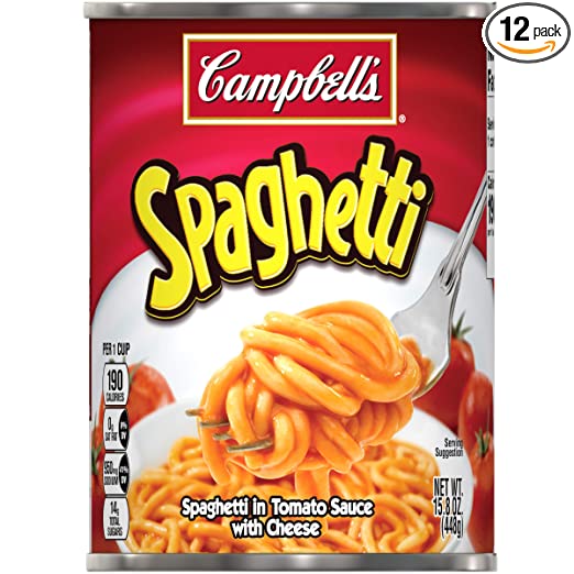 Campbell's Spaghetti Canned Pasta, 15.8 oz. Can (Pack of 12)