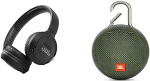 JBL Tune 510BT: Wireless On-Ear Headphones with Purebass Sound - Black & Clip 3, Forest Green - Waterproof, Durable & Portable Bluetooth Speaker