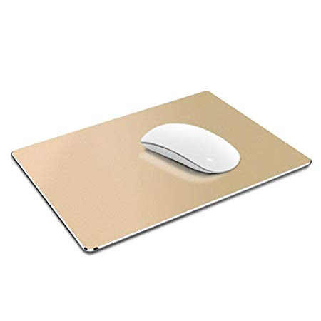 FINEST  Large Aluminium Mouse Pad for Gaming Water-resistance Non-Slip Rubber Base Micro Sand Blasting Resistant to Dirty Easy to Clean Mouse Pad Aluminium Surface for Fast and Accurate Control(Glod)