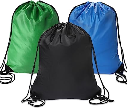 Sliverdew 3Pcs Drawstring Backpack Bags Cinch Sack Draw String Backpack Black Drawstring Bag Bulk Gym String Bags Swimming String Bags