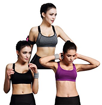 Fittin Women Padded Sports Bras High Impact Support Quickdry Workout Yoga Bra(FBA)