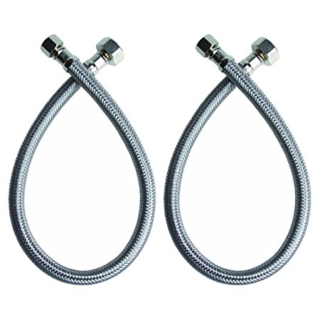 KES IUS2024-P2 Faucet Connector, Braided Stainless Steel - 3/8" Female Compression Thread x 1/2" I.P. Female Straight Thread, 24" Length x 2 Pcs (1 Pair)